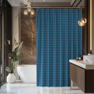 Blue Plaid Shower Curtain Cosy Gift for Guys