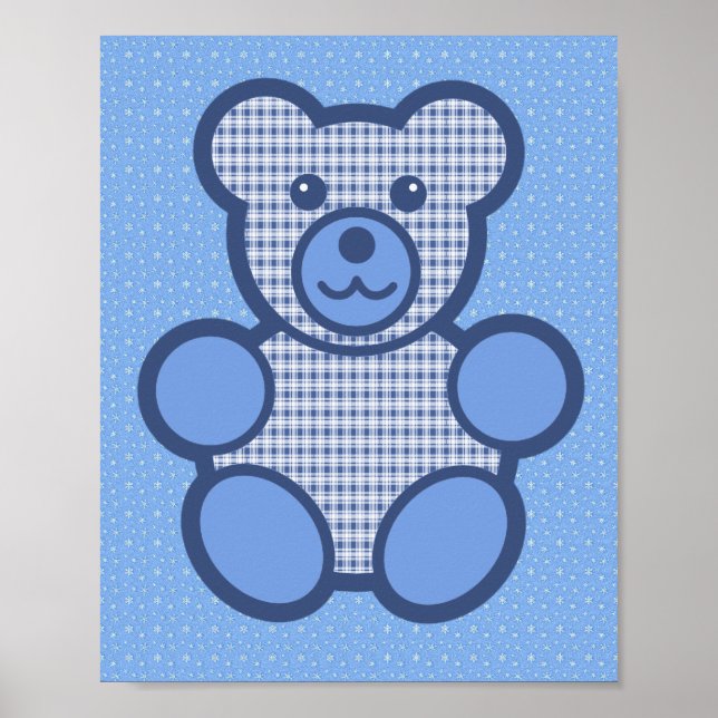 Blue Plaid Teddy Bear Poster (Front)