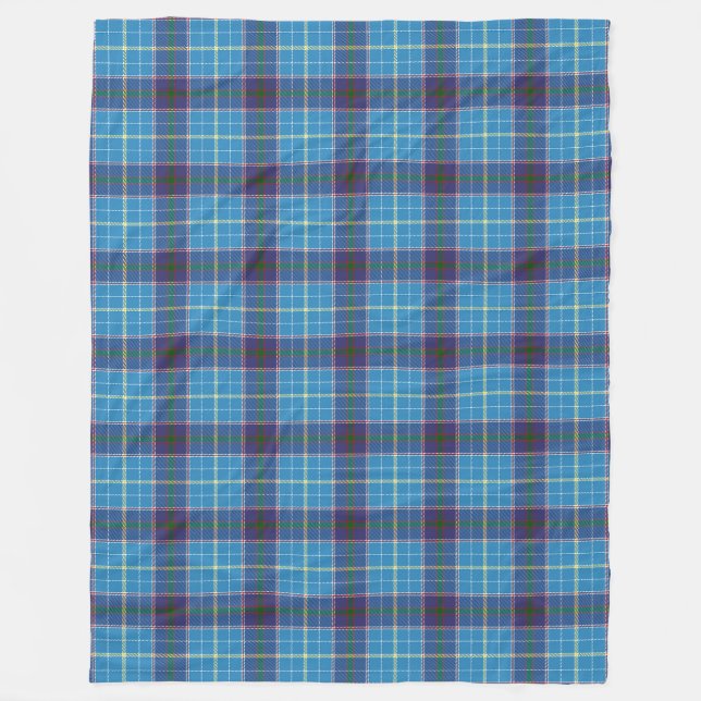 Blue plaid, Texas state tartan Fleece Blanket (Front)