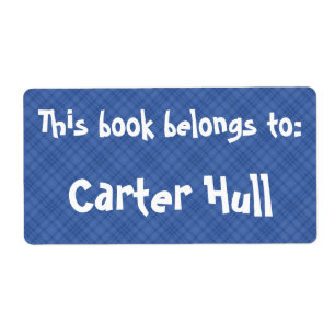 Blue Plaid "This Book Belongs To" Label