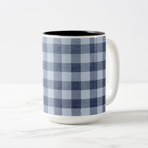 Blue Plaid Two-Tone Coffee Mug