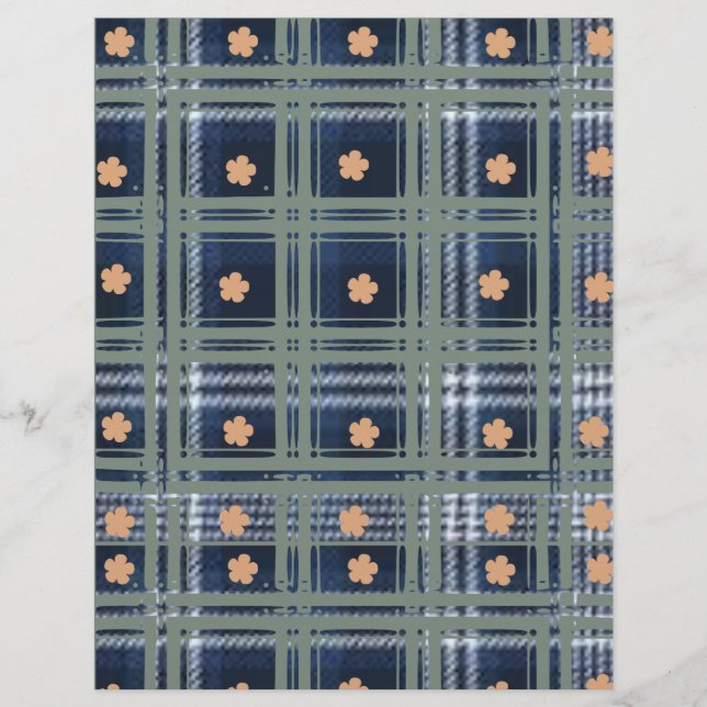 Blue plaid with peach flowers (Front)