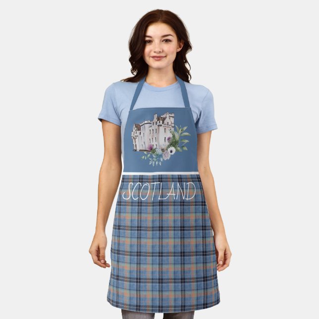 Blue Plaid with Scotland Castle Apron (Worn)