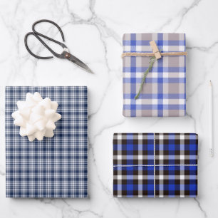 Blue Plaid Wrapping Paper Sheet