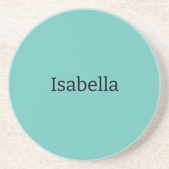 Blue Plain Creative Modern Name Minimalist Coaster (Front)