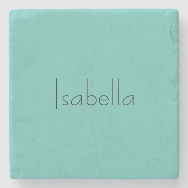 Blue Plain Creative Modern Name Minimalist Stone Coaster (Front)