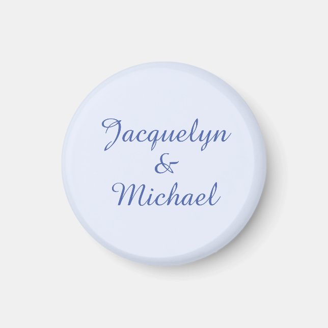 Blue Plain Elegant Modern Calligraphy Name Magnet (Front)