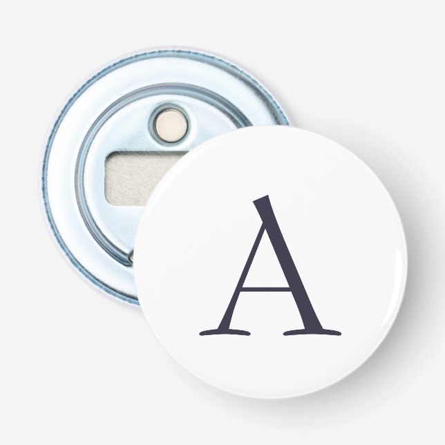 Blue Plain Elegant Modern Monogram Initial Bottle Opener (Front)
