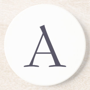Blue Plain Elegant Modern Monogram Initial Coaster