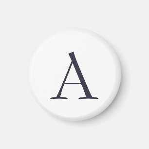 Blue Plain Elegant Modern Monogram Initial Magnet