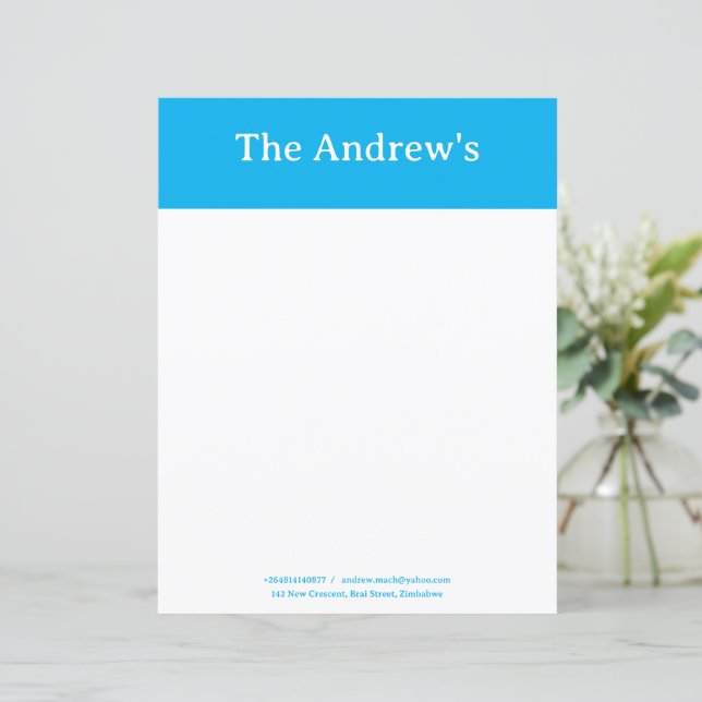 Blue Plain Simple Stationary Paper (Standing Front)