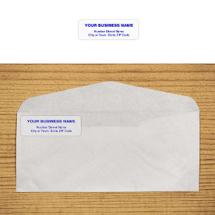 Blue Plain Text Business Return Address Label