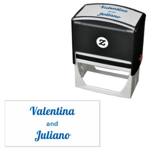Blue Plain Text Wedding Stamp