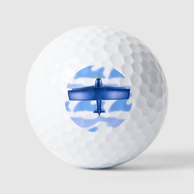 Blue Plane Aviation Sky Blue Cloud Golf Balls (Front)