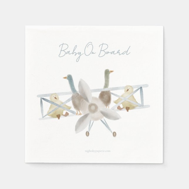 Blue Plane Baby Shower Napkins (Front)