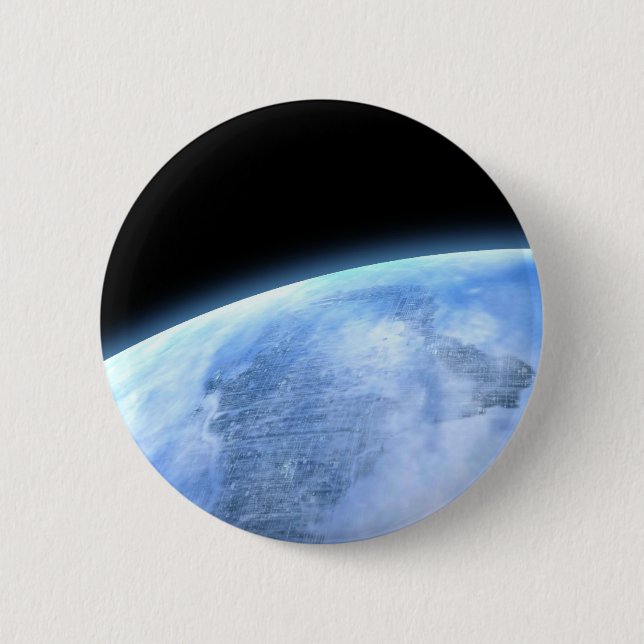 blue planet 6 cm round badge (Front)