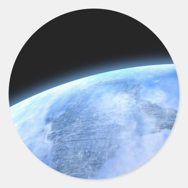 blue planet classic round sticker (Front)