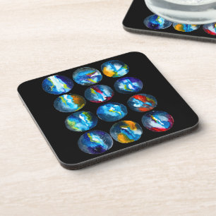 Blue planet nebula galaxy watercolor coaster