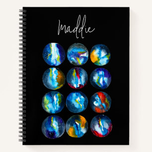 Blue planet nebula galaxy watercolor notebook