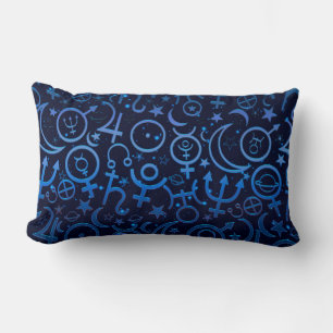 Blue Planetary Symbols Mystical Universe Planets Lumbar Cushion