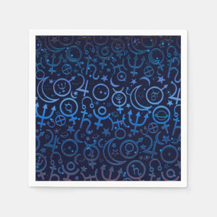 Blue Planetary Symbols Mystical Universe Planets Napkin