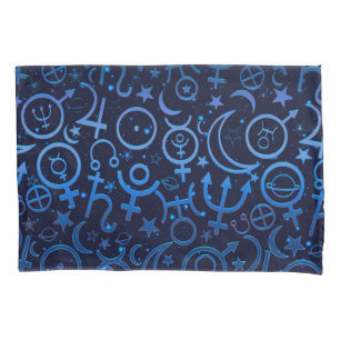 Blue Planetary Symbols Mystical Universe Planets Pillowcase