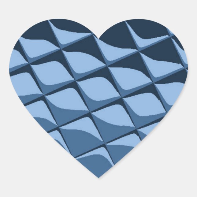 Blue Plastic Tiles Heart Sticker (Front)