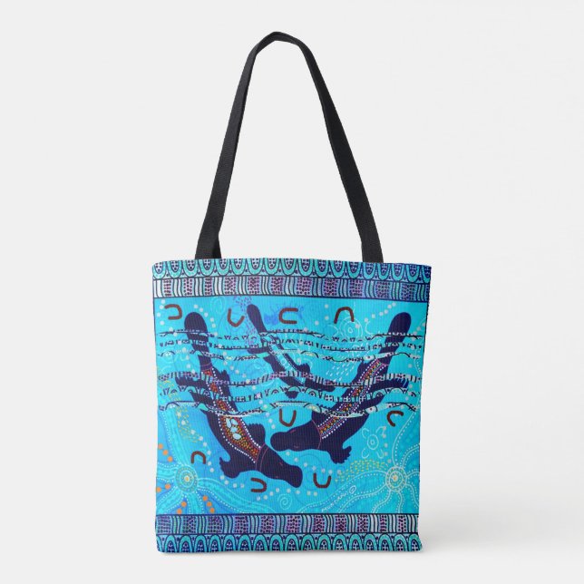Blue Platypus Aboriginal Tote Bag (Back)