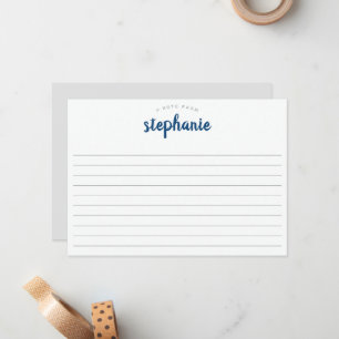Blue Playful Script, Lined Large Flat Card