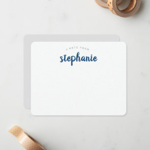 Blue Playful Script Personalised Flat Card