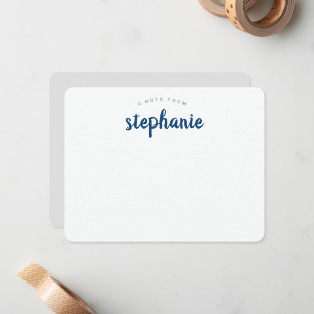 Blue Playful Script Personalised Flat Card (Front/Back In Situ)