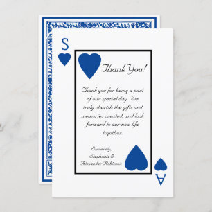 Blue Playing Card Vegas Wedding Thank You Notes