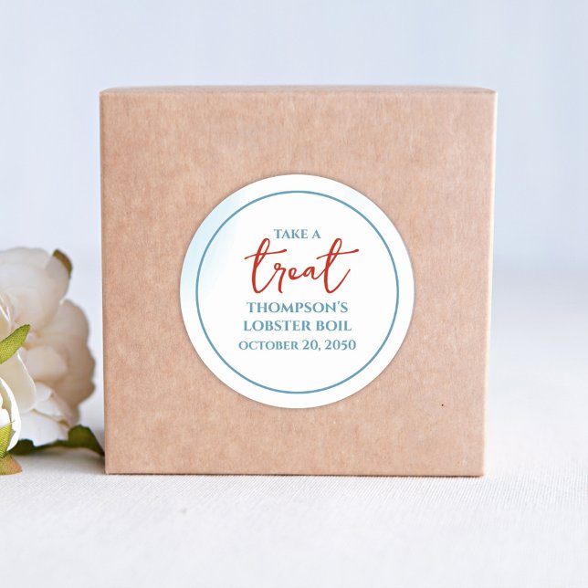 Blue Please Take a Treat Custom Classic Round Sticker (Creator Uploaded)