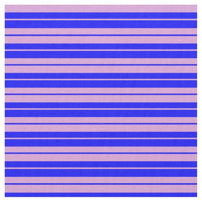 Blue & Plum Coloured Lines/Stripes Pattern Fabric (Close Up)