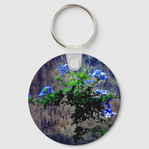 Blue Plumbago Flower Key Ring