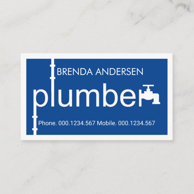 Blue Plumber Pipeline Plumbing Works Business Card (Front)