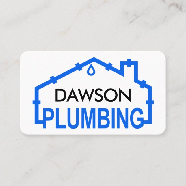 Blue PLUMBING Home Pipe Frame Business Card (Front)