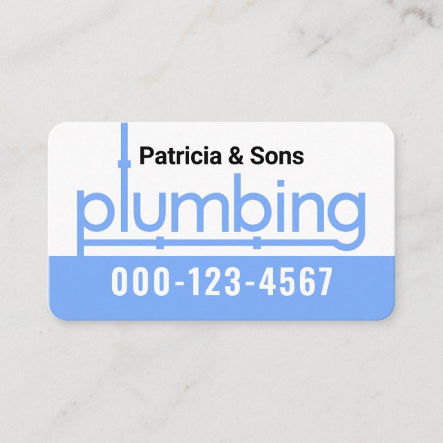 Blue Plumbing Pipes Signage Plumber Business Card (Front)