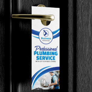 Blue Plumbing Service Repair Plumber Contractor Door Hanger