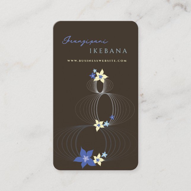 Blue Plumeria Frangipani Ikebana Zen Businesscards Business Card (Front)
