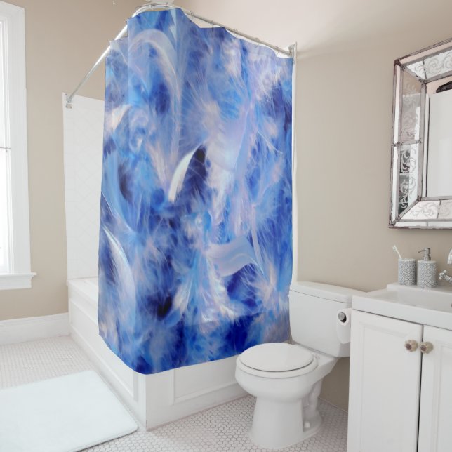 Blue Plumes  Shower Curtain (In Situ)