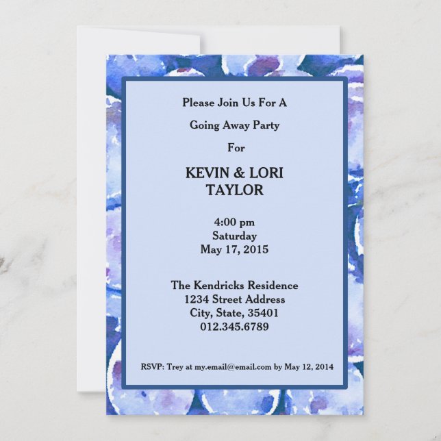Blue Plums Watercolor | Going Away Party Invitation (Front)