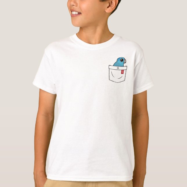 Blue Pocket Parrot T-Shirt (Front)