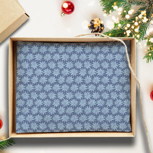 Blue Poinsettia Minimal Classic Whimsy Christmas Tissue Paper