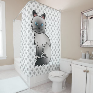 Blue Point Birman / Ragdoll Cat & Paws Shower Curtain