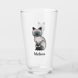 Blue Point Birman / Ragdoll Cute Cat & Name Glass