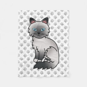 Blue Point Birman / Ragdoll Cute Cat & Paws Fleece Blanket