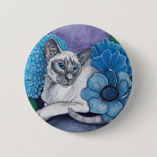 Blue Point Siamese cat 6 Cm Round Badge
