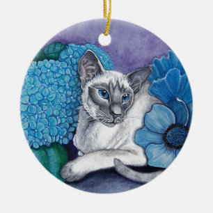 Blue Point Siamese Cat Ceramic Ornament
