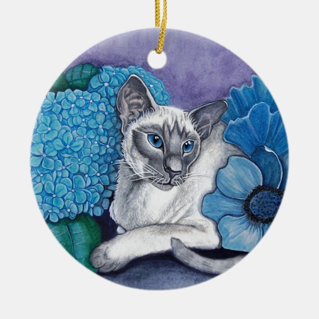 Blue Point Siamese Cat Ceramic Ornament (Front)